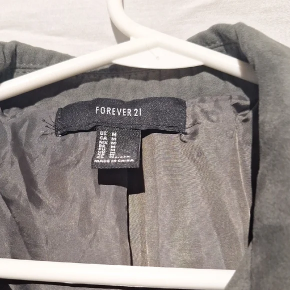 Vintage Bomber Jacket, Faux Suede, Khaki Cropped, Forever 21, Sz 6, NWOT - Picture 2 of 12